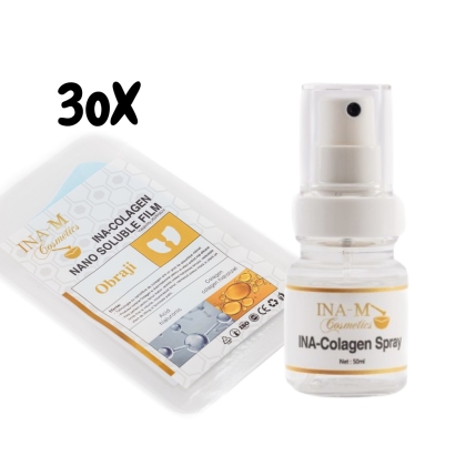 Pachet 30 Măști cu Colagen și Acid Hialuronic + Spray cu Colagen cadou (COD-MC4)